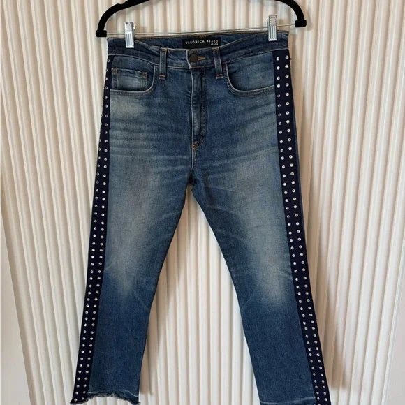 Veronica Beard Ines Stud Detail Crop Jeans - Picture 11 of 16